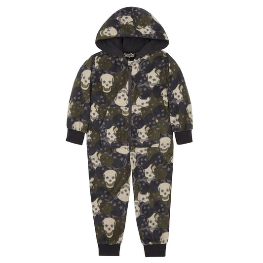 Onezee Kids Skulls/Stars Fleece Onesie - Green