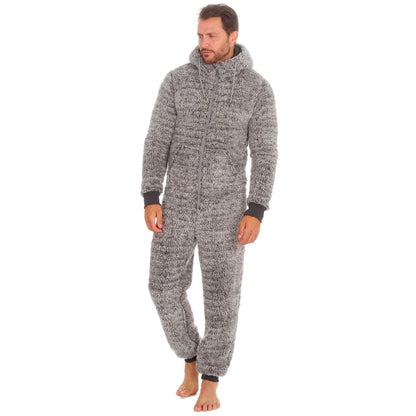 Cargo Bay Mens Frosted Sherpa Fleece Onesie - Grey