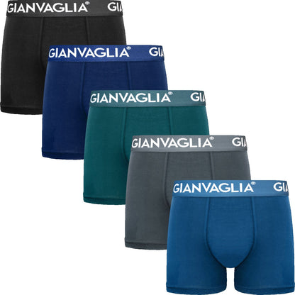 Gianvaglia Deluxe Boxer Shorts (5 Pack) - Black Blue Mix