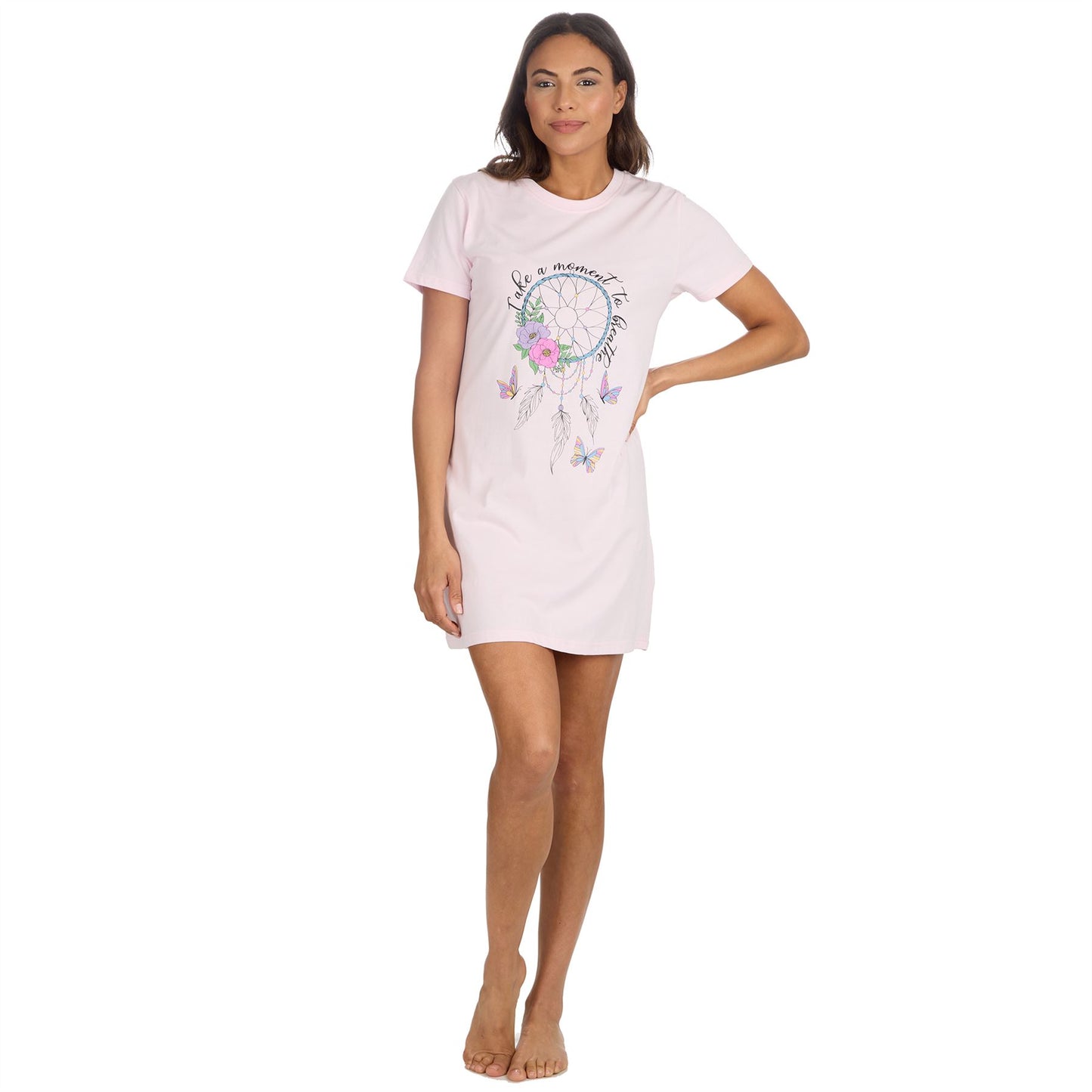 Forever Dreaming 'Take a Moment to Breathe' Womens Nightdress - Pink