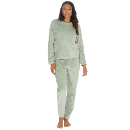 Forever Dreaming Womens Plush Fleece Pyjama Set - Sage Green
